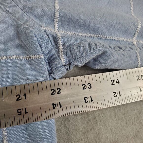 Tommy Hilfiger Shirt Mens Large Blue Square Stitch Custom Fit Button Up - Picture 5 of 8